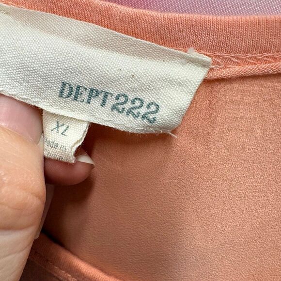 Dept 222 XL Peach Pastel Orange Sleeveless Blouse Artsy Casual Chic Beach Spring - Picture 5 of 7